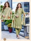 Shalimar By Blue Hills Mal Chanderi Foil Print Kurti With Pant Dupatta